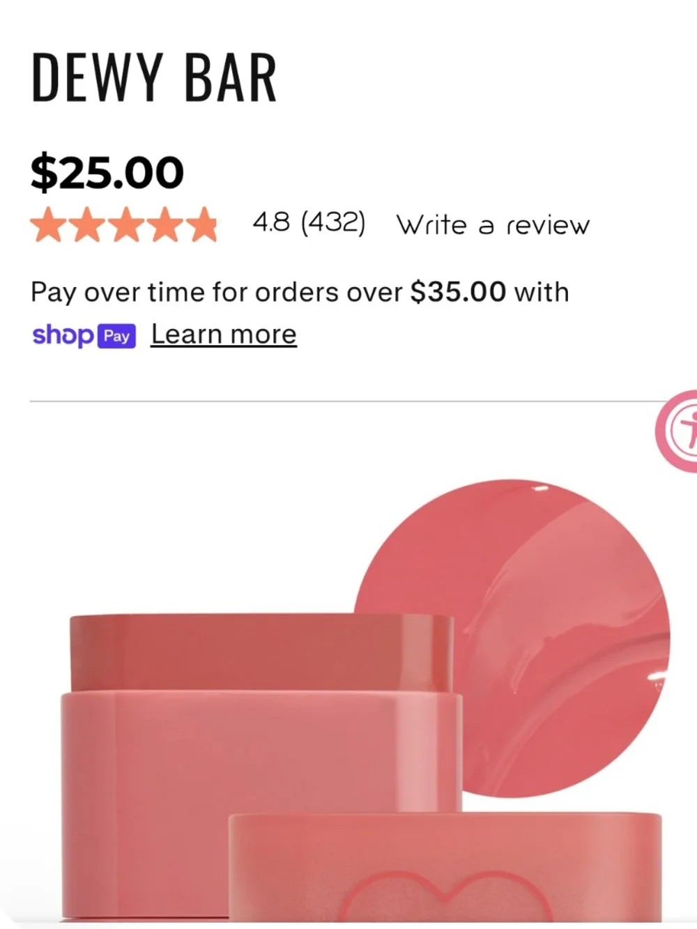 Kaja Dewy Bar Grapefruit Gelato Hydrating Cheek and Lip Balm Multi-stick 🆕